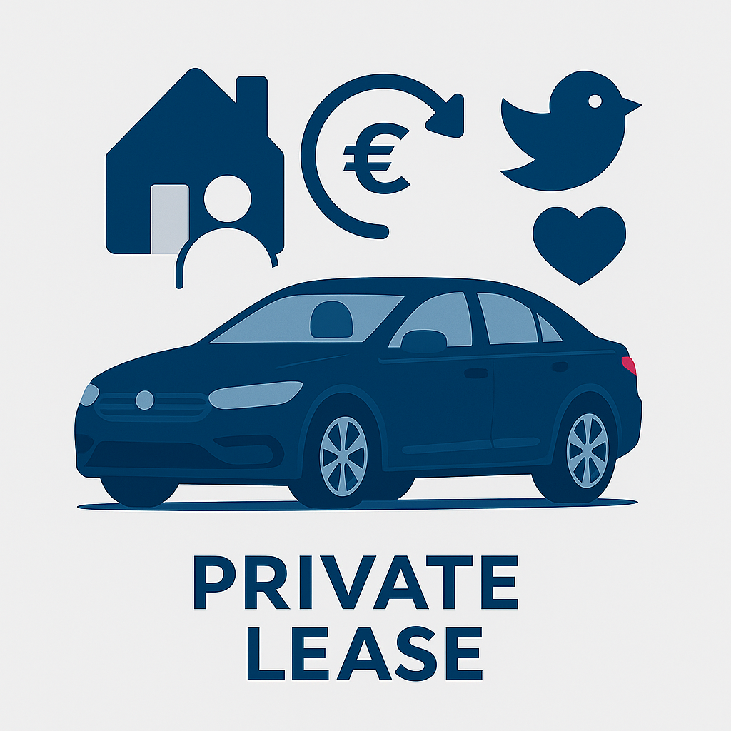 Particuliere auto onder Private Lease contract met vast maandbedrag.